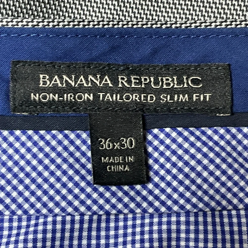 Banana Republic Dress Pants Mens 36x28 Grey Cotton Non-Iron Tailored Slim Fit